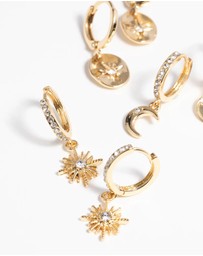 Lovisa - Gold Plated Celestial Huggie Hoop Earring Pack
