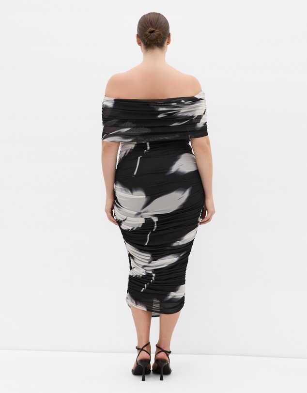 City Chic - Dana Mesh Blur Print Dress