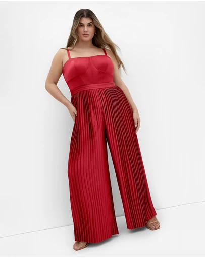 City Chic - Palazzo Pleat Jumpsuit