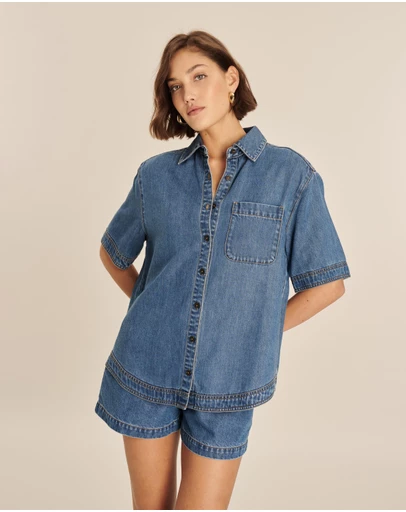 AERE - Kyra Denim Twill Oversized Shirt