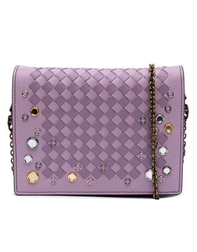 Pre-Loved by Azura Reborn - Pre-Loved Nappa Intrecciato Studded Wallet on Chain