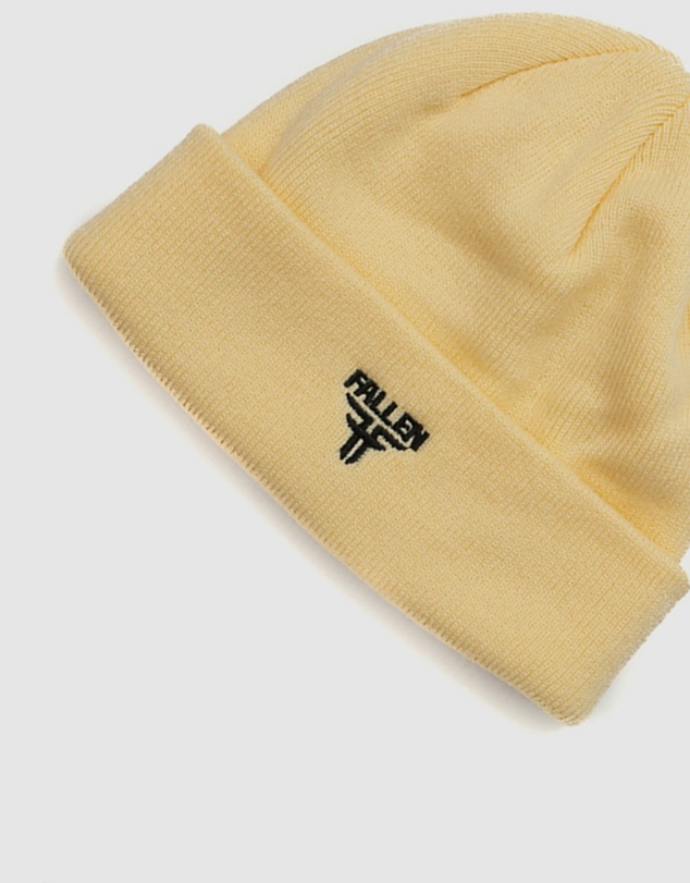 Fallen Footwear - Fallen Footwear Insignia Acrylic Cuff Short Stylish Beanie - Sand / Black