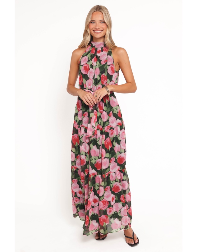 Petal & Pup - Caroline Maxi Halter Dress - Black Floral
