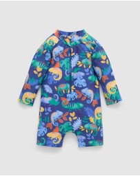 Purebaby - Printed Long Sleeve Sunsuit- Kids-Babies