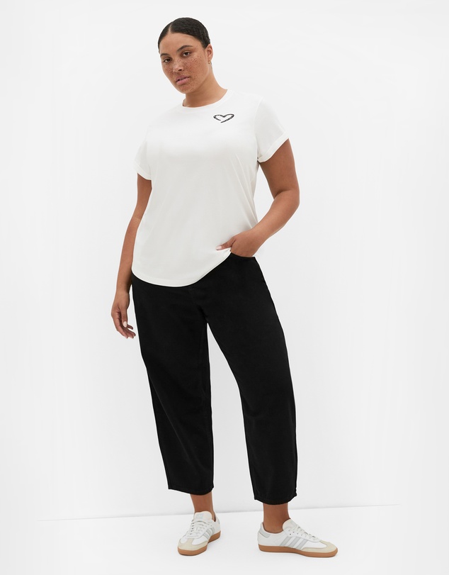 City Chic - Plus size Davina Cotton Tee - ivory