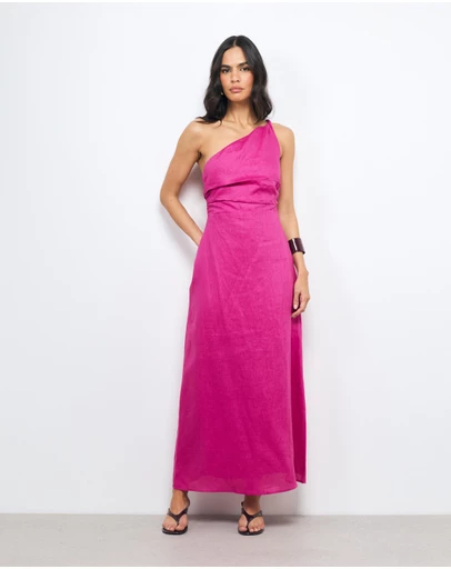 AERE - Lettie One Shoulder Maxi Dress