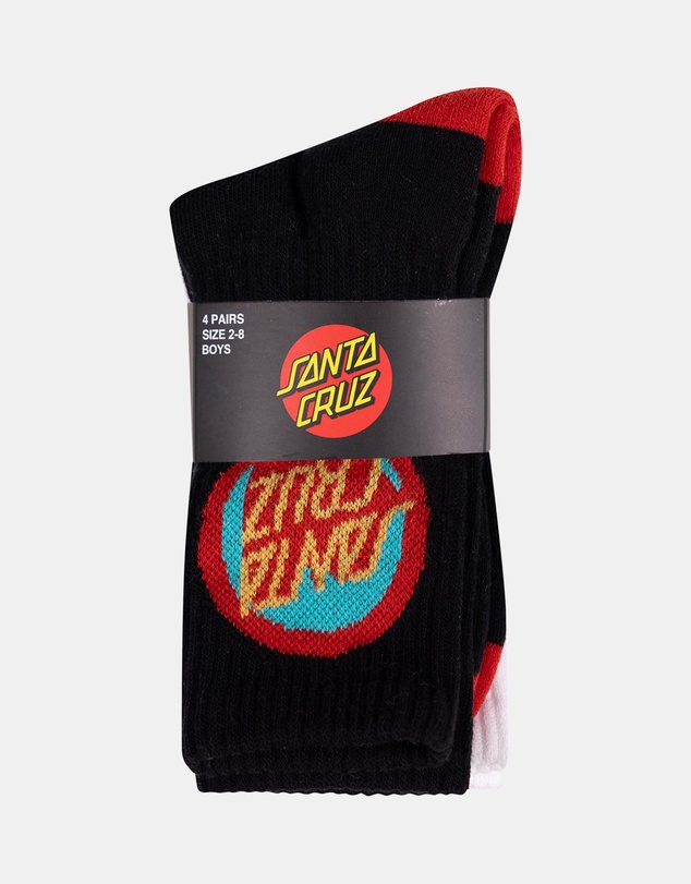 Santa Cruz - 4-Pack Bold Shadow Dot Crew Socks - Teens