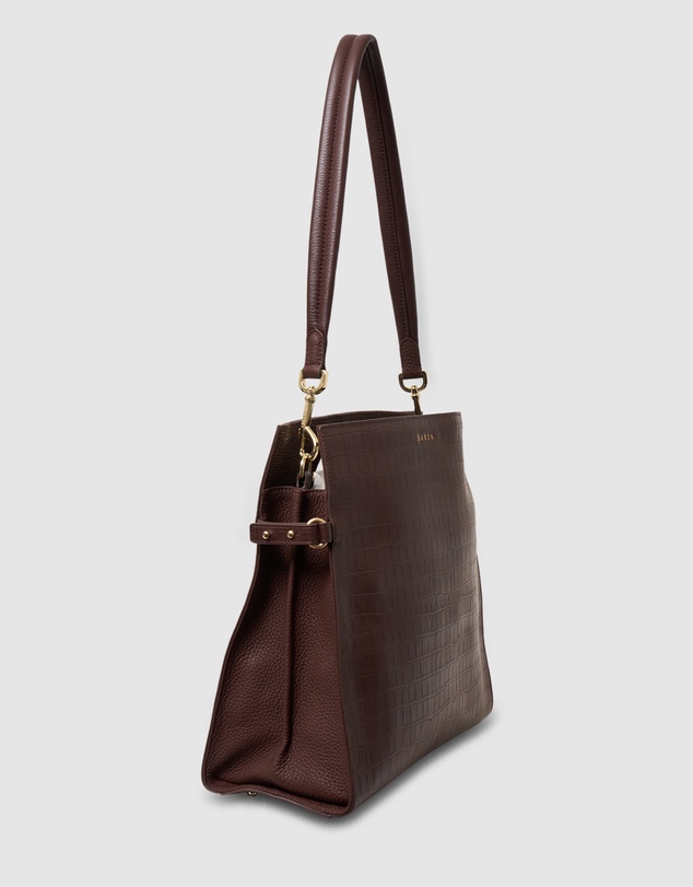 SABEN - Beatrice Shoulder Bag Espresso Croc