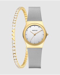Bering - Classic 27mm Silver Watch with Gold Bracelet