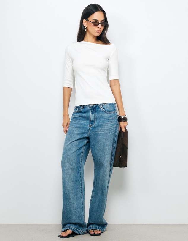AERE - Off Shoulder Ribbed T-Shirt
