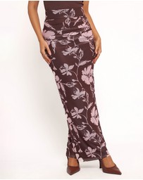 Petal & Pup - Navida Mesh Midi Skirt - Pink Brown Floral