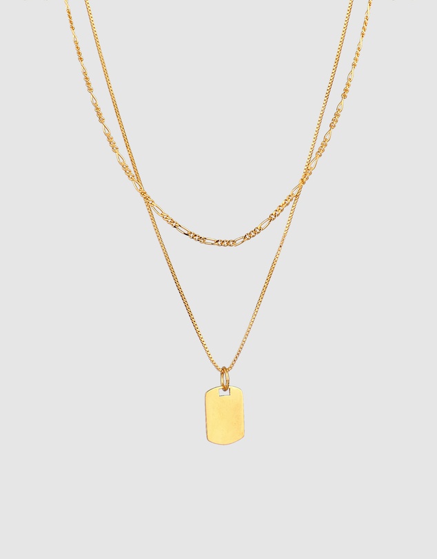 Kuzzoi - ICONIC EXCLUSIVE - Tag Pendant Necklace in Gold-Plated 925 Sterling Silver