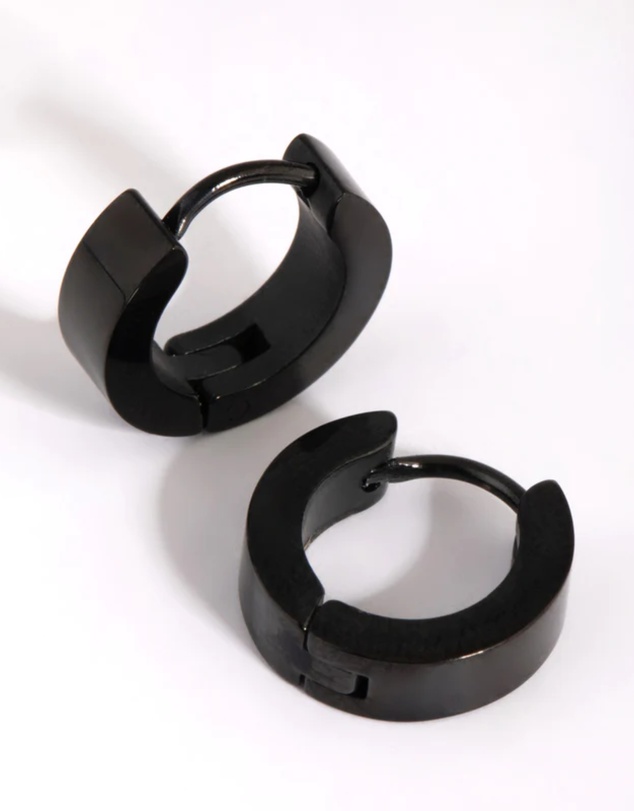 Lovisa - Matte Black Wide Huggie Hoop Earrings