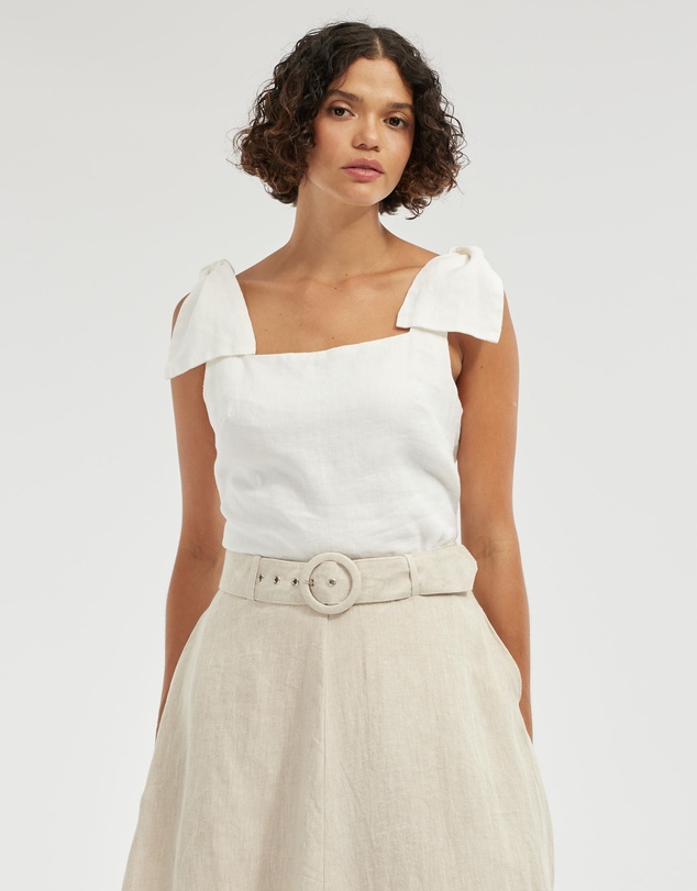 Amelius - Mavie Bow Linen Top