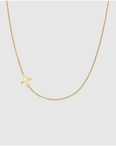 Elli Jewelry - Aeroplane Travel Necklace in Gold-Plated 925 Silver