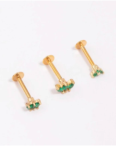 Lovisa - Gold Plated Surgical Steel Marquise Fan Flat Back 3-Pack