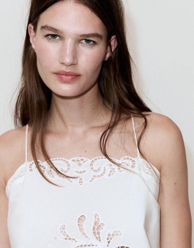M.N.G - Embroidered Top with Openwork Details