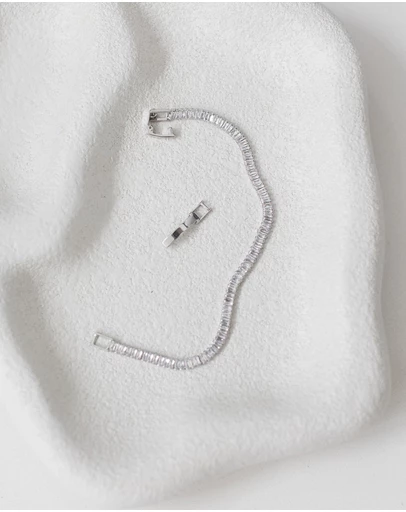 The White Collection - Sidney Bracelet - Baguette Silver Tennis Bracelet