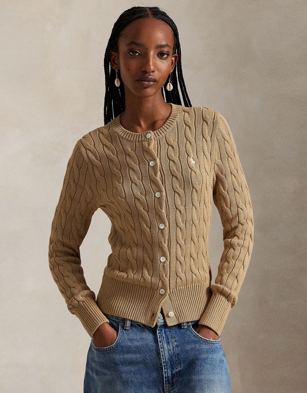 Polo Ralph Lauren - Cable-Knit Cotton Crewneck Cardigan - The ICONIC Exclusive