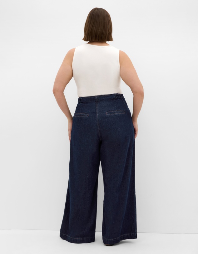 City Chic - Plus size Harley Fit Nova Wide Leg Short Jean - dark wash