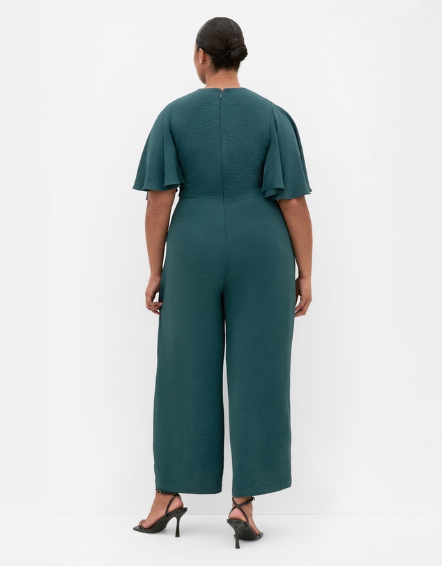 City Chic - Braelynn V Neck Jumpsuit - emerald