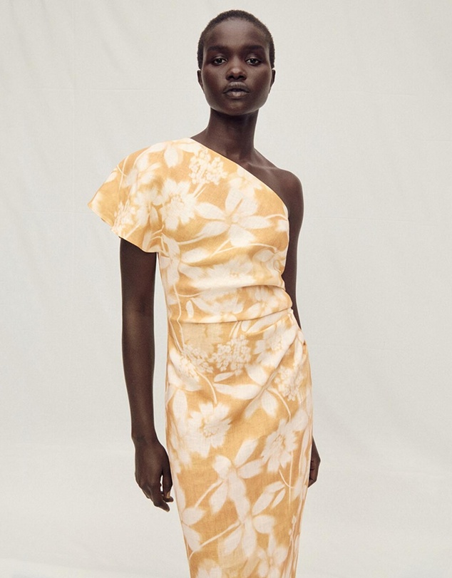 M.N.G - Parisi Asymmetrical Floral Linen Dress