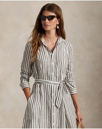Polo Ralph Lauren - Belted Striped Linen A-Line Shirtdress