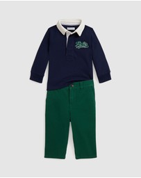 Polo Ralph Lauren - Logo Cotton Rugby Shirt & Chino Pants Set - Babies