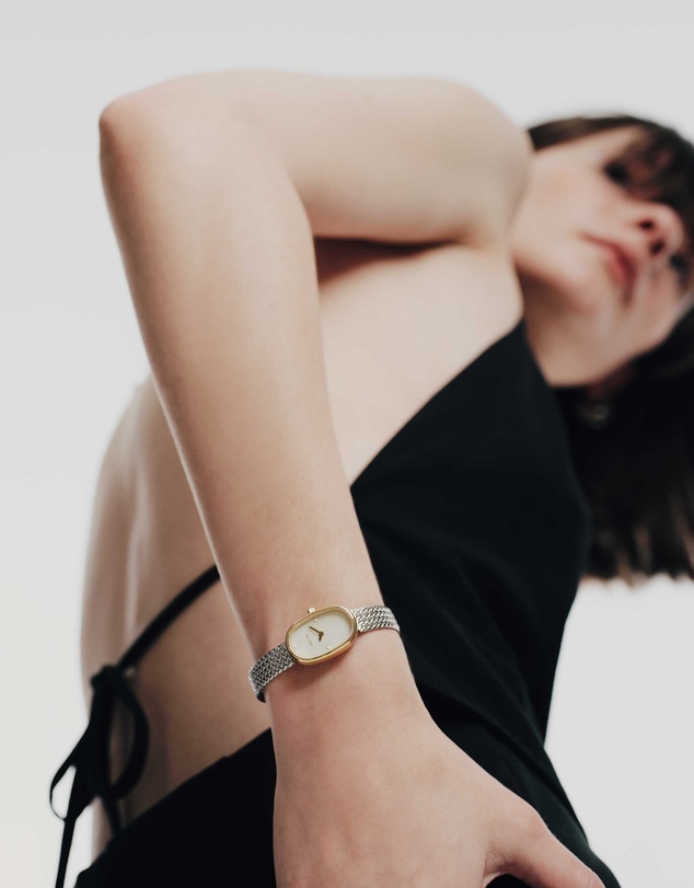 Breda - Jane Tethered Two Tone Gold and Metal Mesh Watch, 18MM