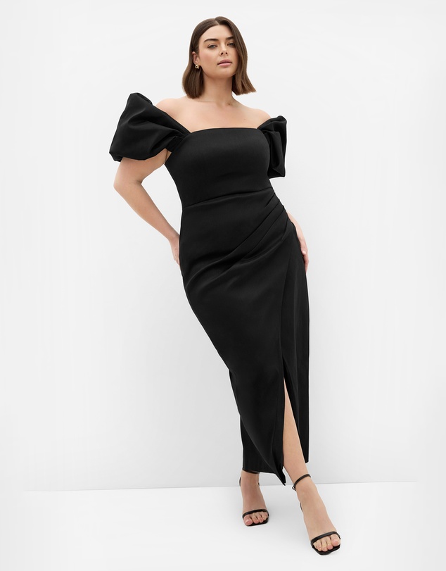 City Chic - Plus size Elyse Off Shoulder Maxi Dress - black