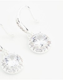 Lovisa - Silver Plated Round Halo Cubic Zirconia Drop Earrings