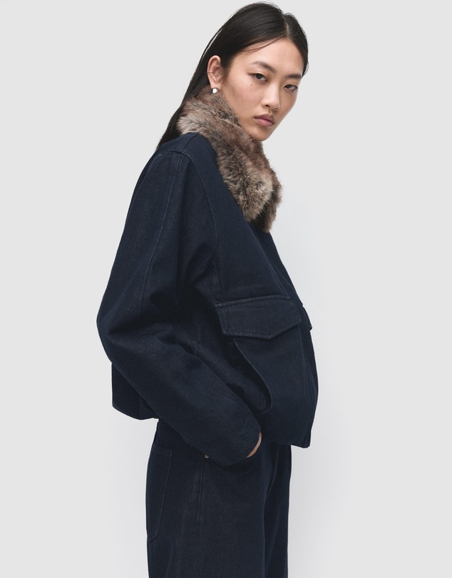 M.N.G - Denim Jacket With Fur Collar