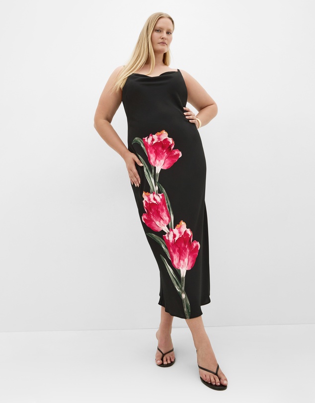 City Chic - Averi Placement Slip Dress - black