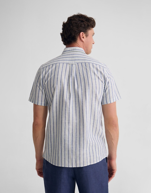Oxford - Leyton Short Sleeve Stripe Linen Shirt