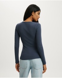Cotton On - Scoop Neck Rib Long Sleeve
