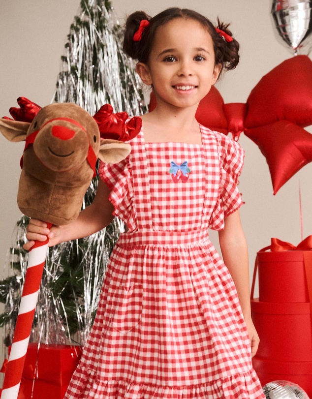 Huxbaby - Cherry Bow Gingham Pinafore Dress - Babies-Kids