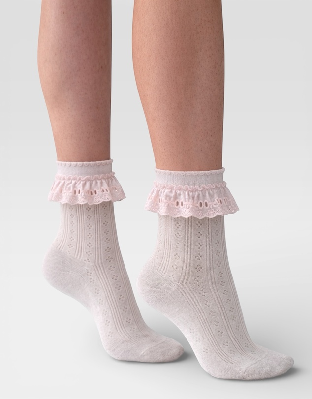 High Heel Jungle - Bobby Lace Frill Trim Cotton Bobby Socks
