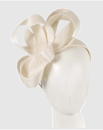 Fillies Collection - Cream Abaca Loops Racing Fascinator
