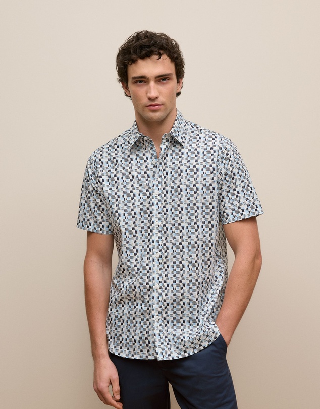 Trenery - Reed Poplin Short Sleeve Shirt in Navy