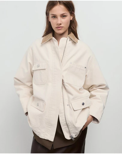 M.N.G - Denim Parka With Corduroy Collar