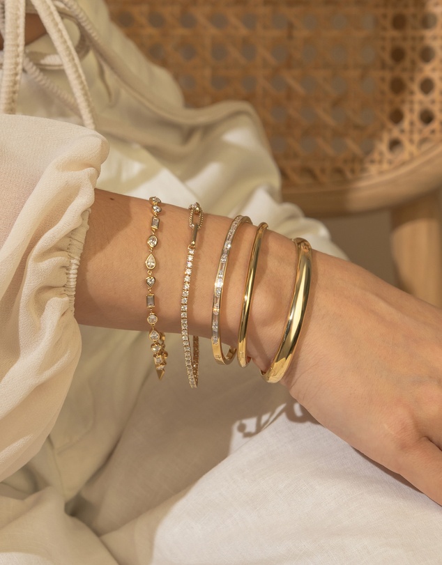 Wanderlust + Co - Classic Baguette 14K Gold Vermeil Bangle