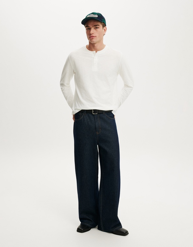 Cotton On - Fitted Henley Long Sleeve T-Shirt