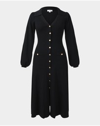 Forcast - Lara Collar Midi Knit Dress