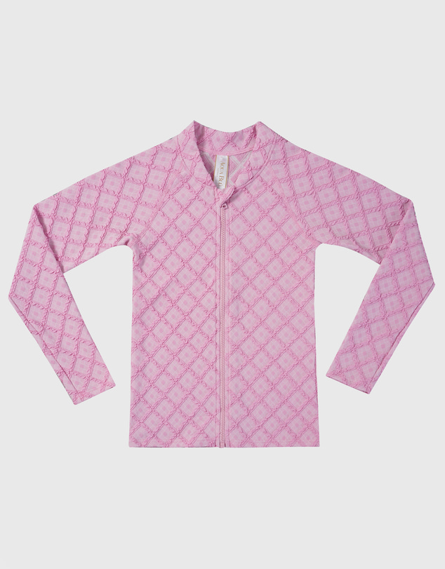Aqua Blu Kids - Stepping Stones Pink Long Sleeve Rash Vest - Kids