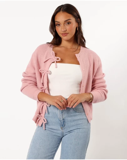Petal & Pup - Wilde Bow Front Cardigan - Blush