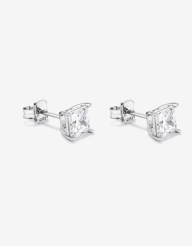 Michael Hill - 6mm Princess-Cut Cubic Zirconia Solitaire Stud Earrings in Sterling Silver