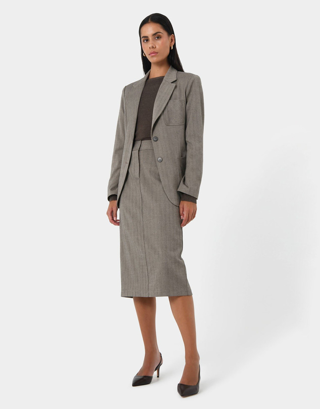 Forcast - Allara Herringbone Midi Skirt