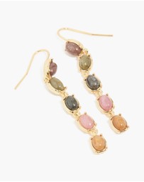 Lovisa - Gold Plated Oval Multicoloured Semi Precious Stone Hook Earrings