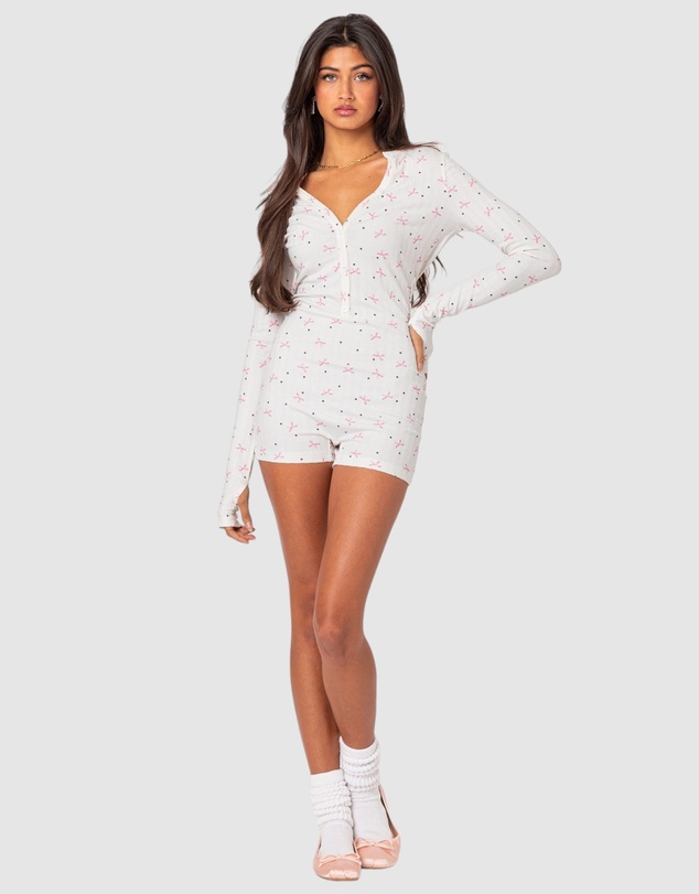 EDIKTED - Mindy Printed Pointelle Romper