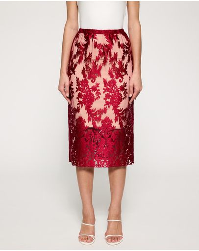 Crimson Rose With Nude Underskirt